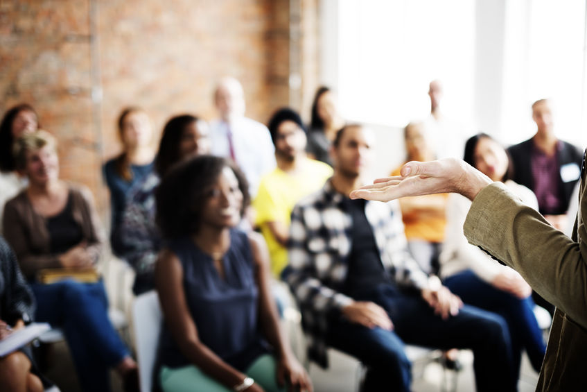 Audience Brainstorming Colleagues Company Office Concept